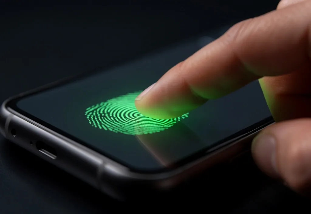 Sensor biométrico de huella dactilar en un teléfono moderno