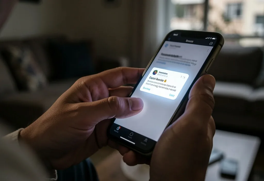 Usuario revisando mensajes sospechosos en su teléfono
