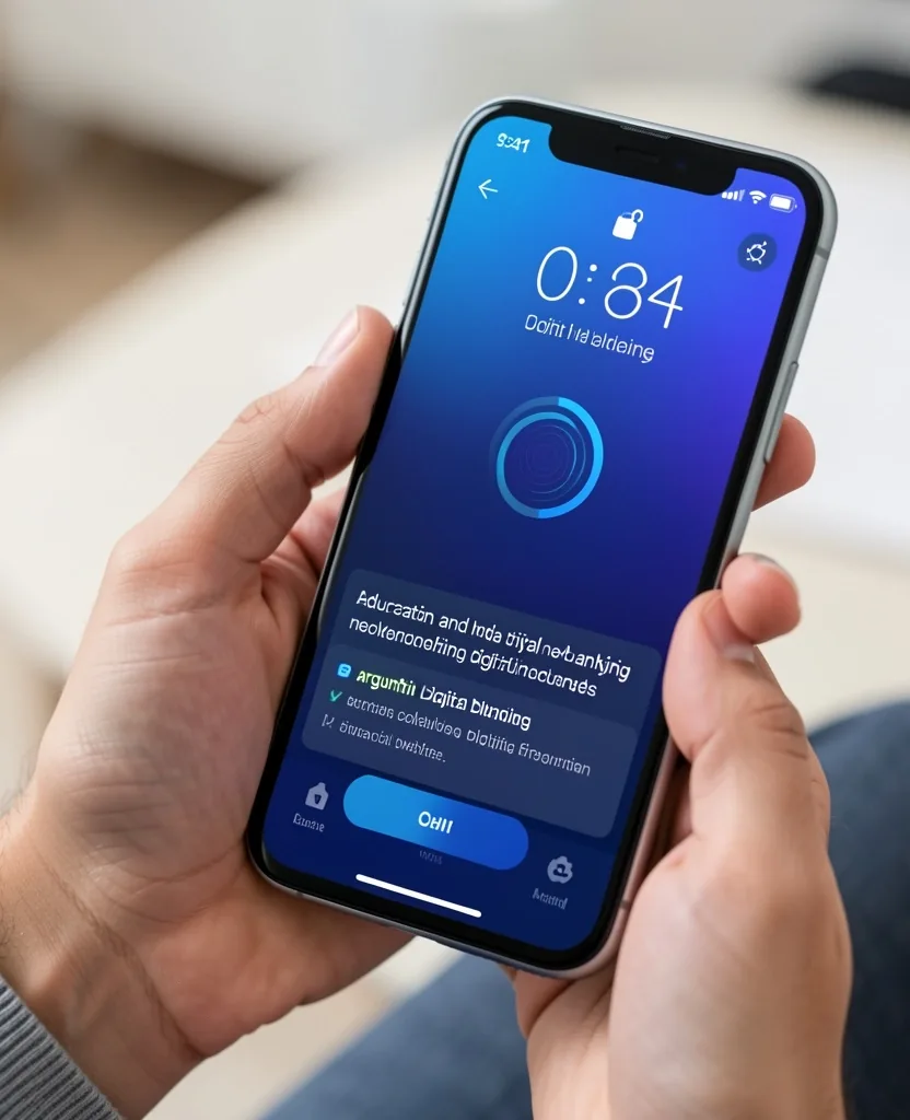 Usuario accediendo a su banca digital con autenticación biométrica