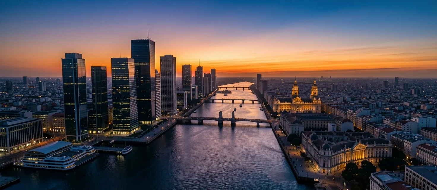 Vista aérea de Buenos Aires al atardecer